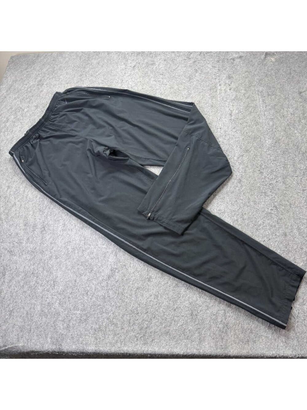 Nike Running Track Pants Men L Black 33" Ankle Zip Straight Stretch 113646